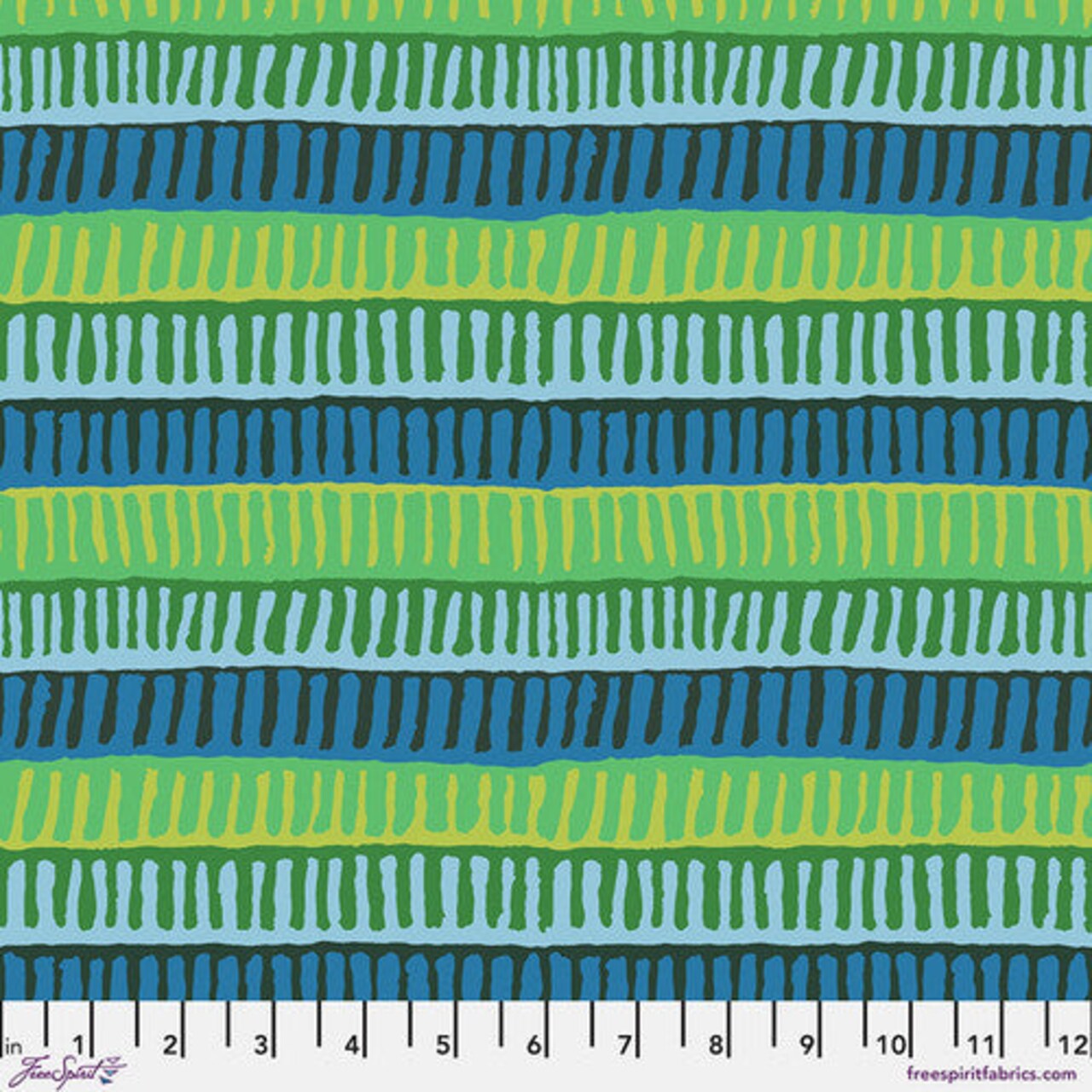 Fabric FreeSpirit Kaffe Fassett Collective Green Zipper Stripe August 2025 by the Quarter Yard PWBM103.GREEN